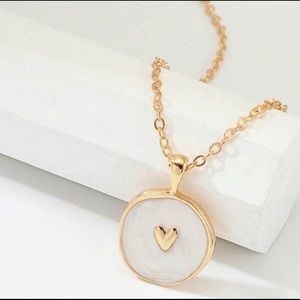 White and gold coin necklace